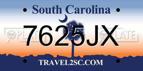 7625JX South Carolina License Plate