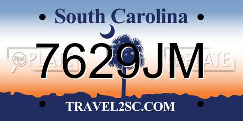 7629JM South Carolina License Plate