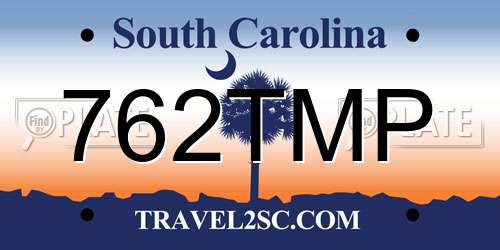 762TMP South Carolina License Plate