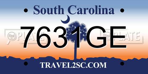 7631GE South Carolina License Plate