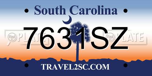 7631SZ South Carolina License Plate
