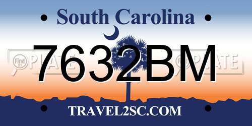 7632BM South Carolina License Plate