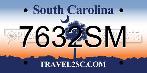 7632SM South Carolina License Plate