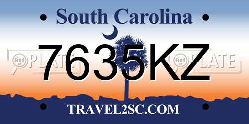7635KZ South Carolina License Plate