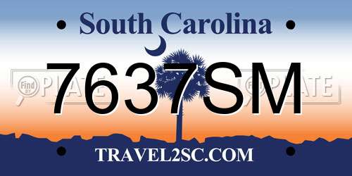 7637SM South Carolina License Plate