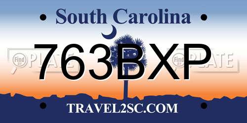 763BXP South Carolina License Plate