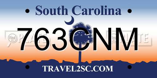 763CNM South Carolina License Plate