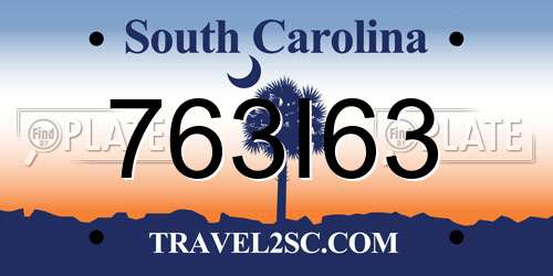 763I63 South Carolina License Plate