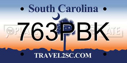 763PBK South Carolina License Plate