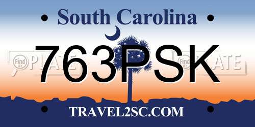 763PSK South Carolina License Plate