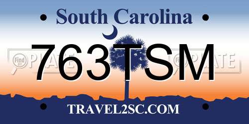 763TSM South Carolina License Plate