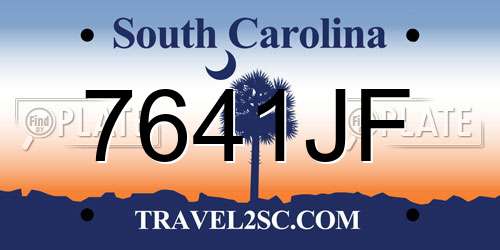 7641JF South Carolina License Plate