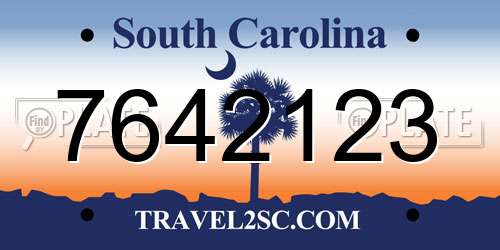 7642123 South Carolina License Plate