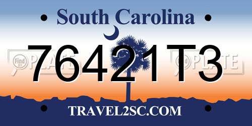 76421T3 South Carolina License Plate