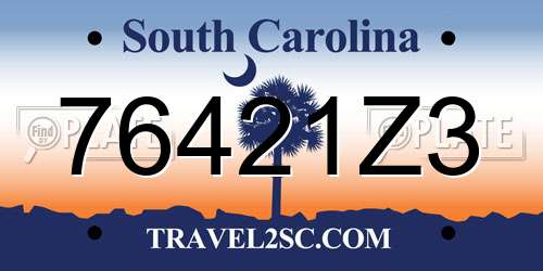76421Z3 South Carolina License Plate