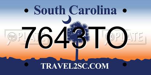 7643TO South Carolina License Plate
