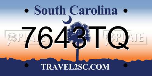 7643TQ South Carolina License Plate