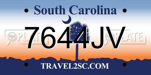 7644JV South Carolina License Plate