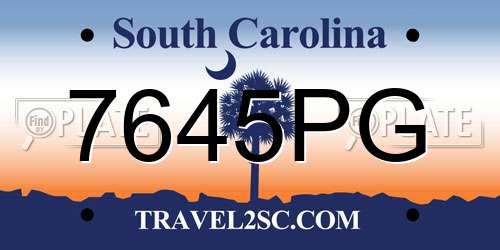7645PG South Carolina License Plate