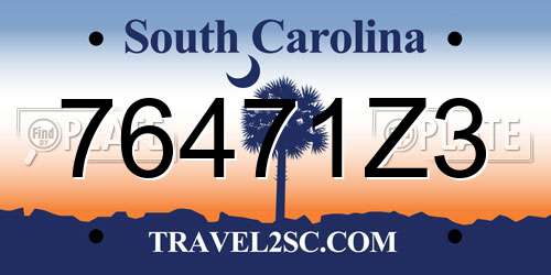 76471Z3 South Carolina License Plate