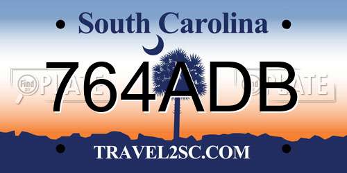764ADB South Carolina License Plate