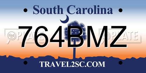 764BMZ South Carolina License Plate