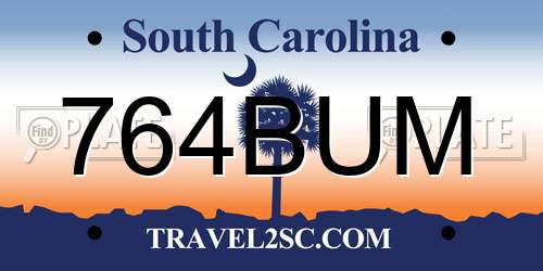 764BUM South Carolina License Plate