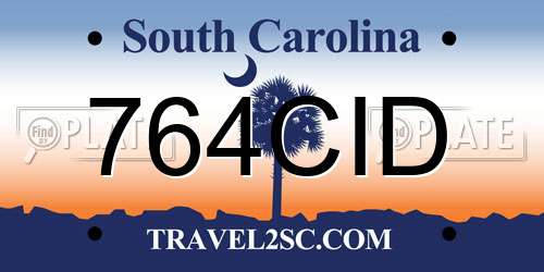764CID South Carolina License Plate
