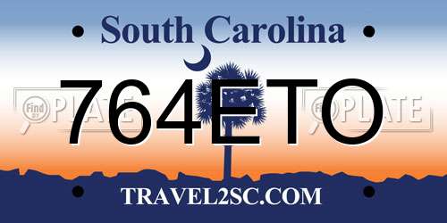 764ETO South Carolina License Plate