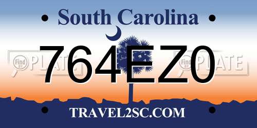 764EZ0 South Carolina License Plate