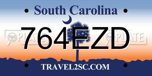 764EZD South Carolina License Plate