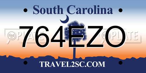 764EZO South Carolina License Plate