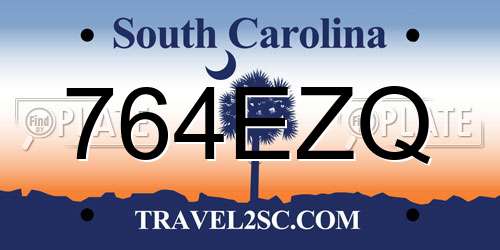764EZQ South Carolina License Plate