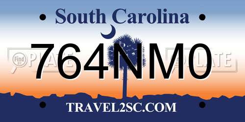 764NM0 South Carolina License Plate