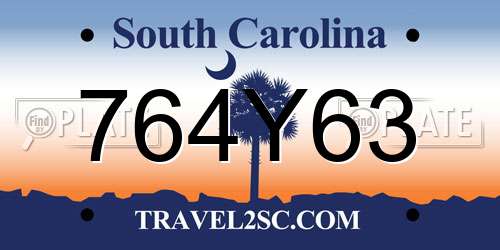 764Y63 South Carolina License Plate