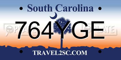 764YGE South Carolina License Plate