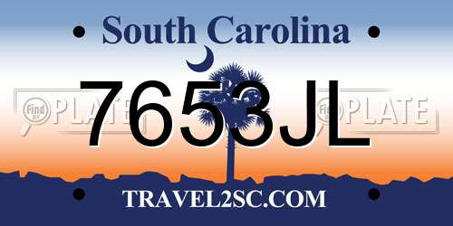 7653JL South Carolina License Plate