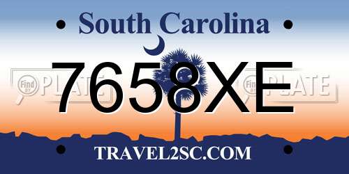 7658XE South Carolina License Plate