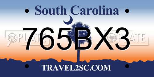 765BX3 South Carolina License Plate