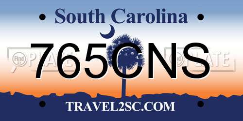 765CNS South Carolina License Plate