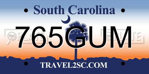 765GUM South Carolina License Plate
