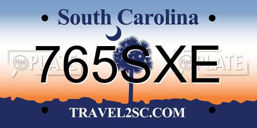 765SXE South Carolina License Plate