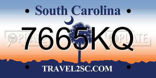 7665KQ South Carolina License Plate