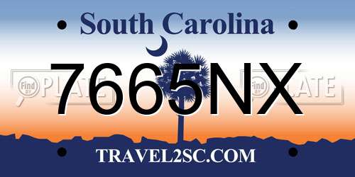 7665NX South Carolina License Plate