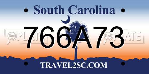 766A73 South Carolina License Plate