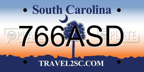 766ASD South Carolina License Plate
