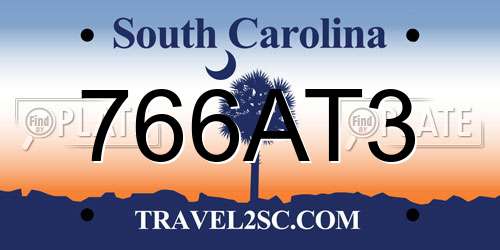 766AT3 South Carolina License Plate
