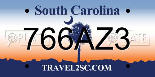 766AZ3 South Carolina License Plate