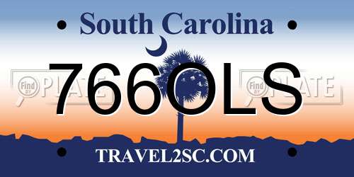 766OLS South Carolina License Plate