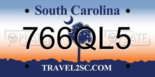 766QL5 South Carolina License Plate